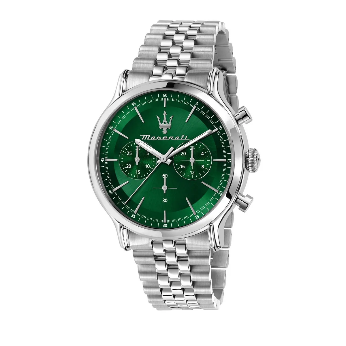 maserati epoca 42mm chrono green dial stainless steel bracelet