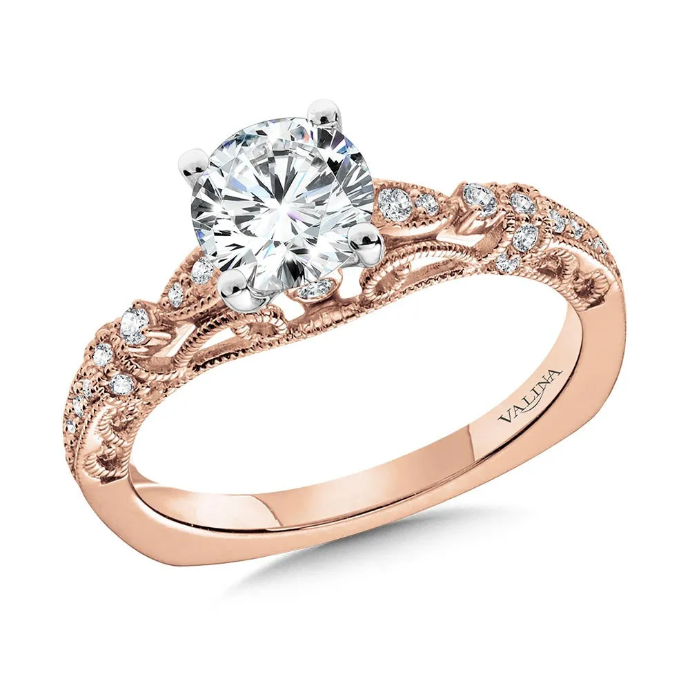 VINTAGE MILGRAIN & FILIGREE ACCENTED DIAMOND ENGAGEMENT RING R1165P