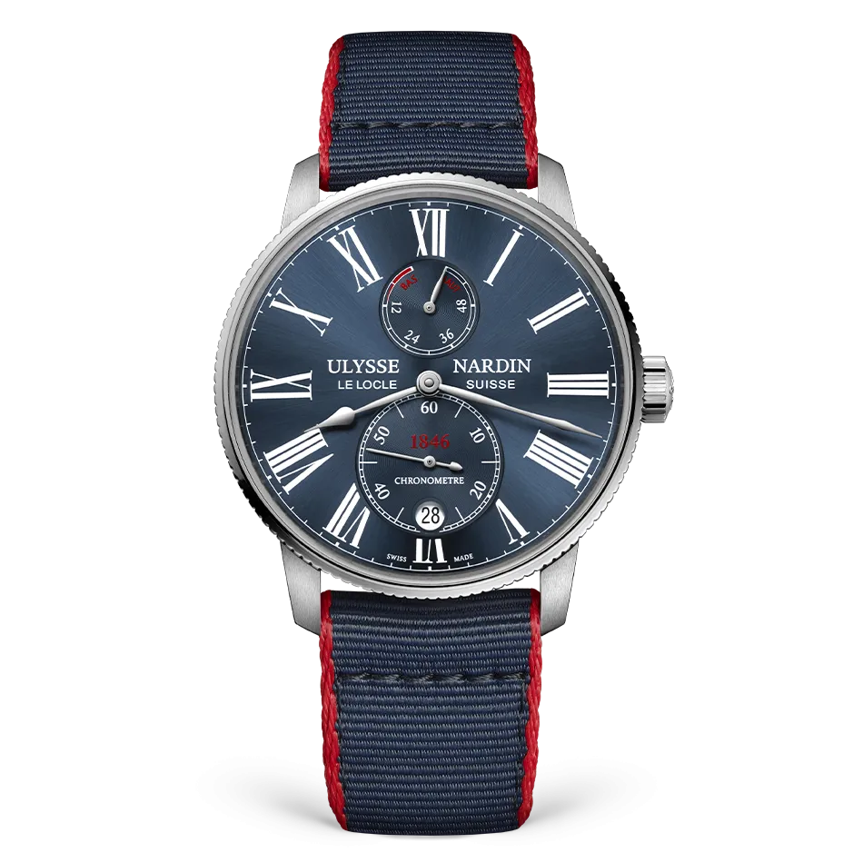 Ulysse Nardin Marine Torpilleur 42 mm Blue Dial Stainless Steel Fabric Strap 1183-310-3A/0A