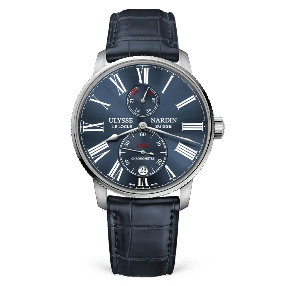 Ulysse Nardin Marine Torpilleur 42 mm Blue Dial Stainless Steel Leather Strap 1183-310/43