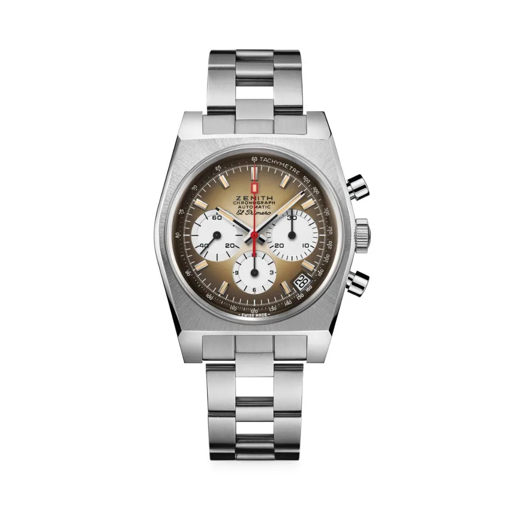 Zenith CHRONOMASTER REVIVAL EL PRIMERO A385 37 mm Brown Dial Stainless Steel Bracelet 03.A384.400/385.M385