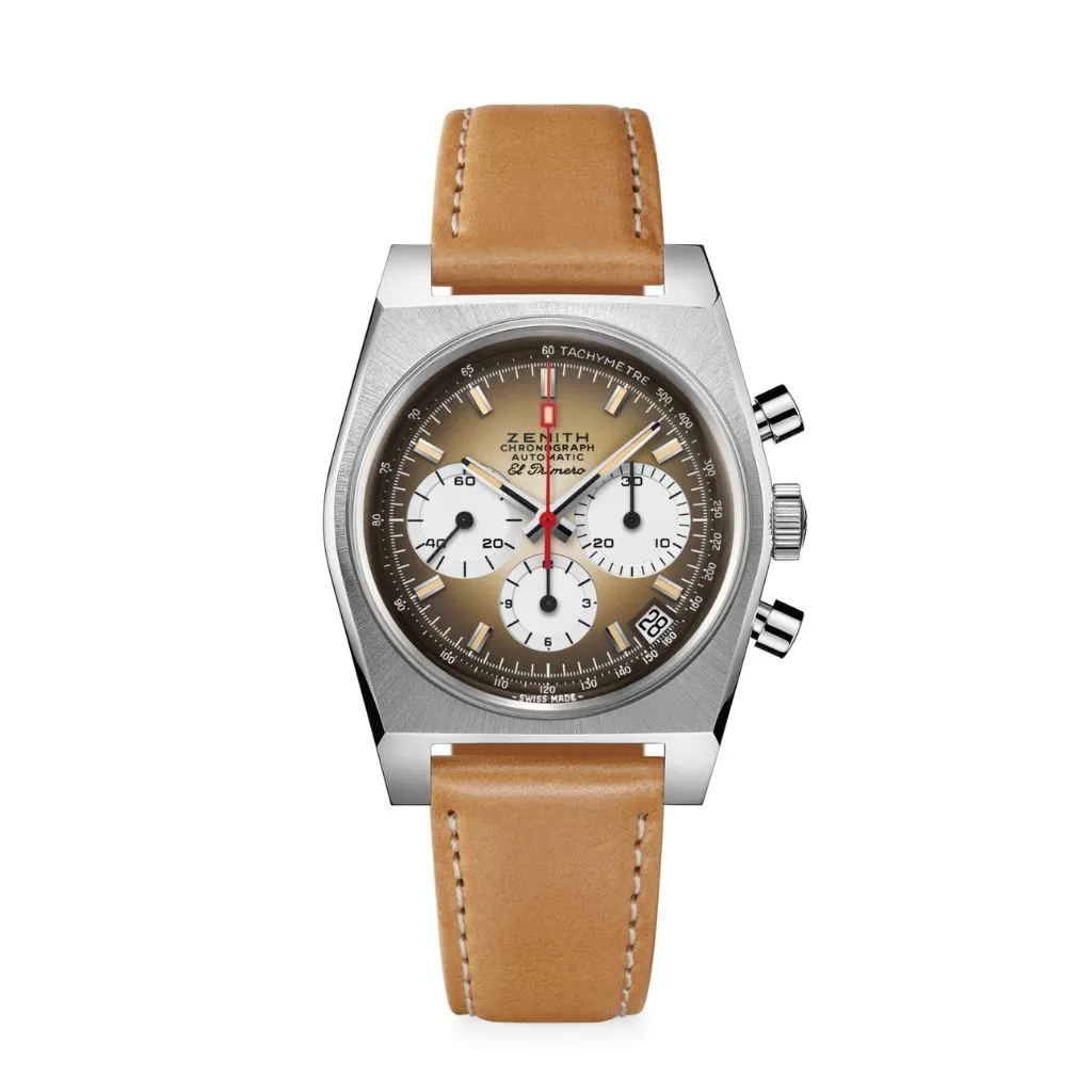 Zenith CHRONOMASTER REVIVAL EL PRIMERO A385 37 mm Brown Dial Stainless Steel  Leather Strap 03.A384.400/385.C855