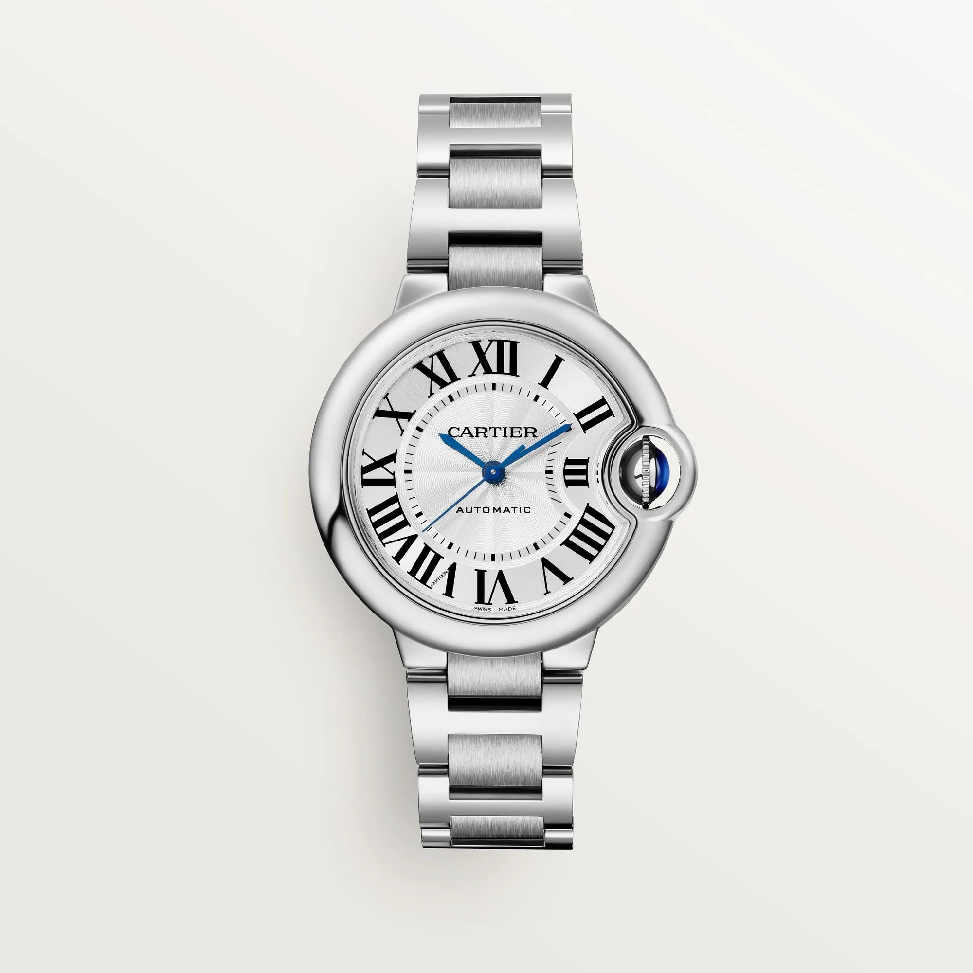 Cartier Ballon Bleu 33 mm Steel Silver Dial Bracelet WSBB0044