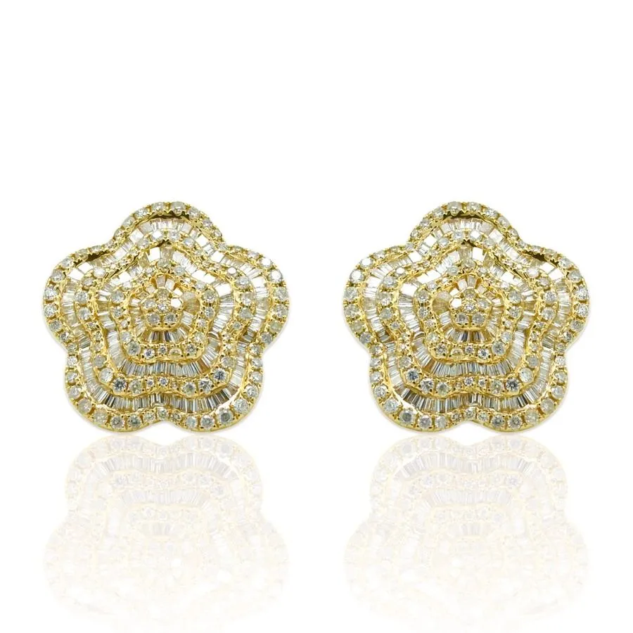 Diamond Earrings, 2.05 Carat on Solid 14k Yellow Gold
