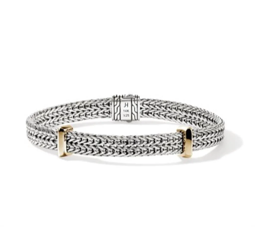Two-Tone 14 Karat/Sterling Silver 6mm Icon Link Flat Chain Bracelet Jo