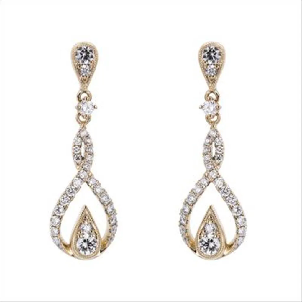 Nelson Pear Shaped Diamond Twist Drop Earrings