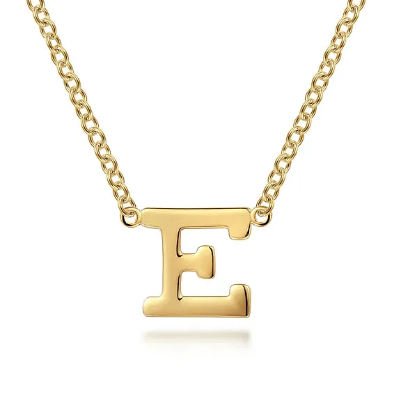 Yellow Gold E Initial Necklace