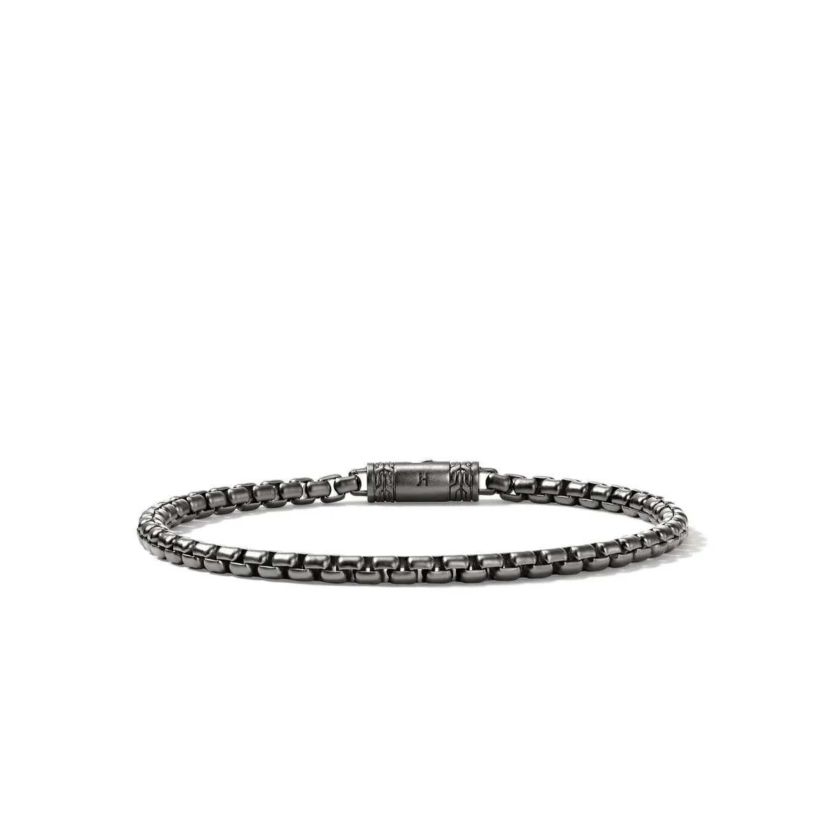 Chains Silver Box Chain Bracelet in Satin Matte Black Rhodium by John Hardy