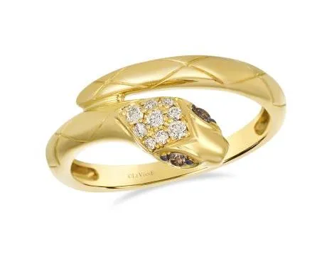 14K Honey Gold 0.14cttw Chocolate & Nude Diamond Ring by LeVian