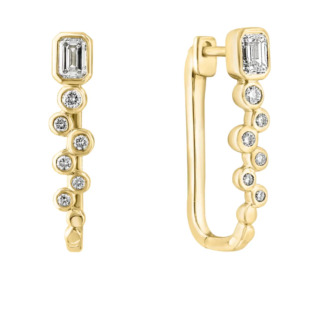 14K Yellow Gold 0.73cttw SI G-H Bezel Set Diamond Fashion Earrings by Jewels By Jacob