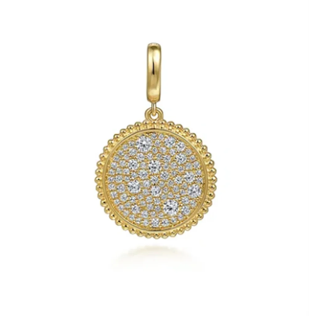 Gabriel & Co Lady's Pave Diamond Cluster Bujukan Medallion Pendant