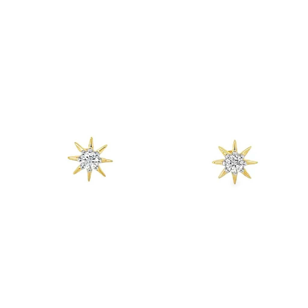 Lady's Diamond Starburst Stud Earrings