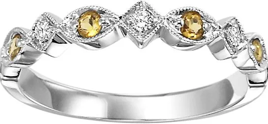 10K White Gold Citrine & Diamond Band