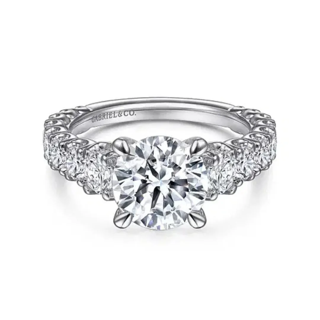 Ninetta - 14K White Gold Diamond Round Semi-Mount Ring