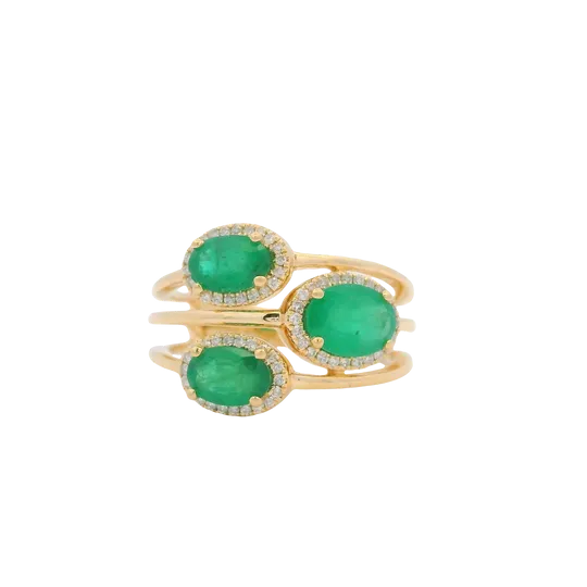 14K Yellow Gold Emerald & Diamond Ring by RJM