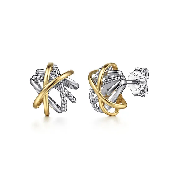Two-Tone Entwined Stud Earrings by Gabriel & Co