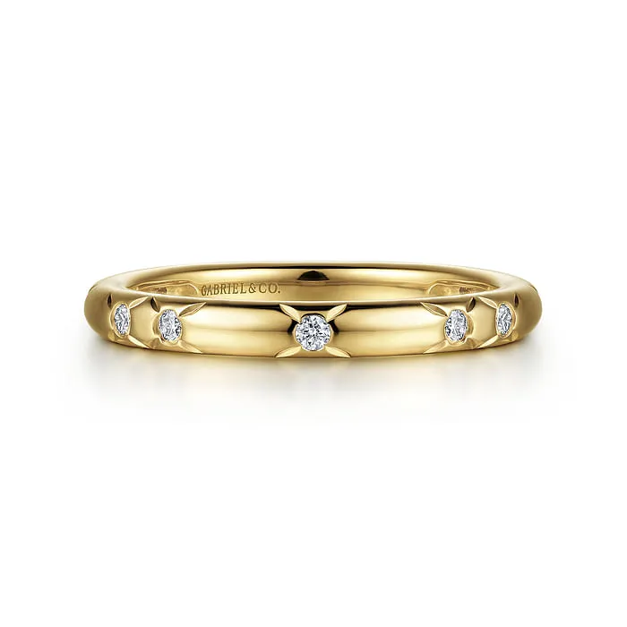 Yellow Gold Diamond Ladies Stackable Ring