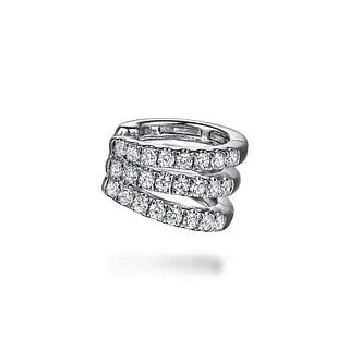 14K White Gold Three Row Diamond Single Ear Cuff by Gabriel