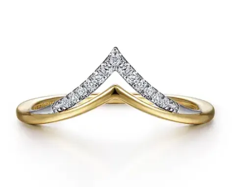 14K Yellow Gold 0.06cttw Diamond Chevron Ring by Gabriel