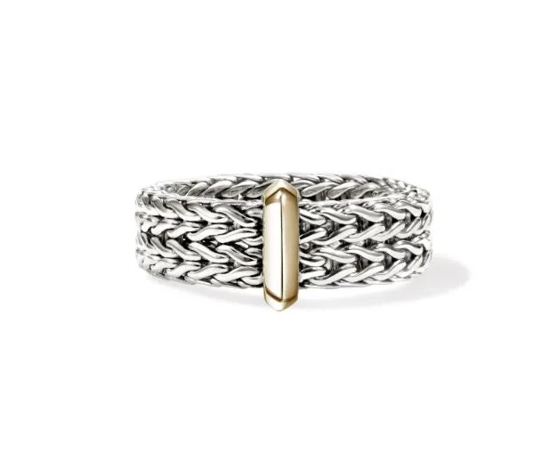 Icon Link 14K Gold & Silver 6mm Band Ring Sz 7 by John Hardy