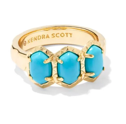 Daphne Gold Plated Variegated Turquoise Magnesite Band Ring 7 by Kendra Scott