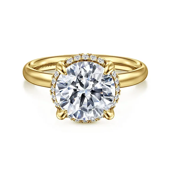 Symphony - 14K Yellow Gold Round Hidden Halo Diamond Engagement Ring