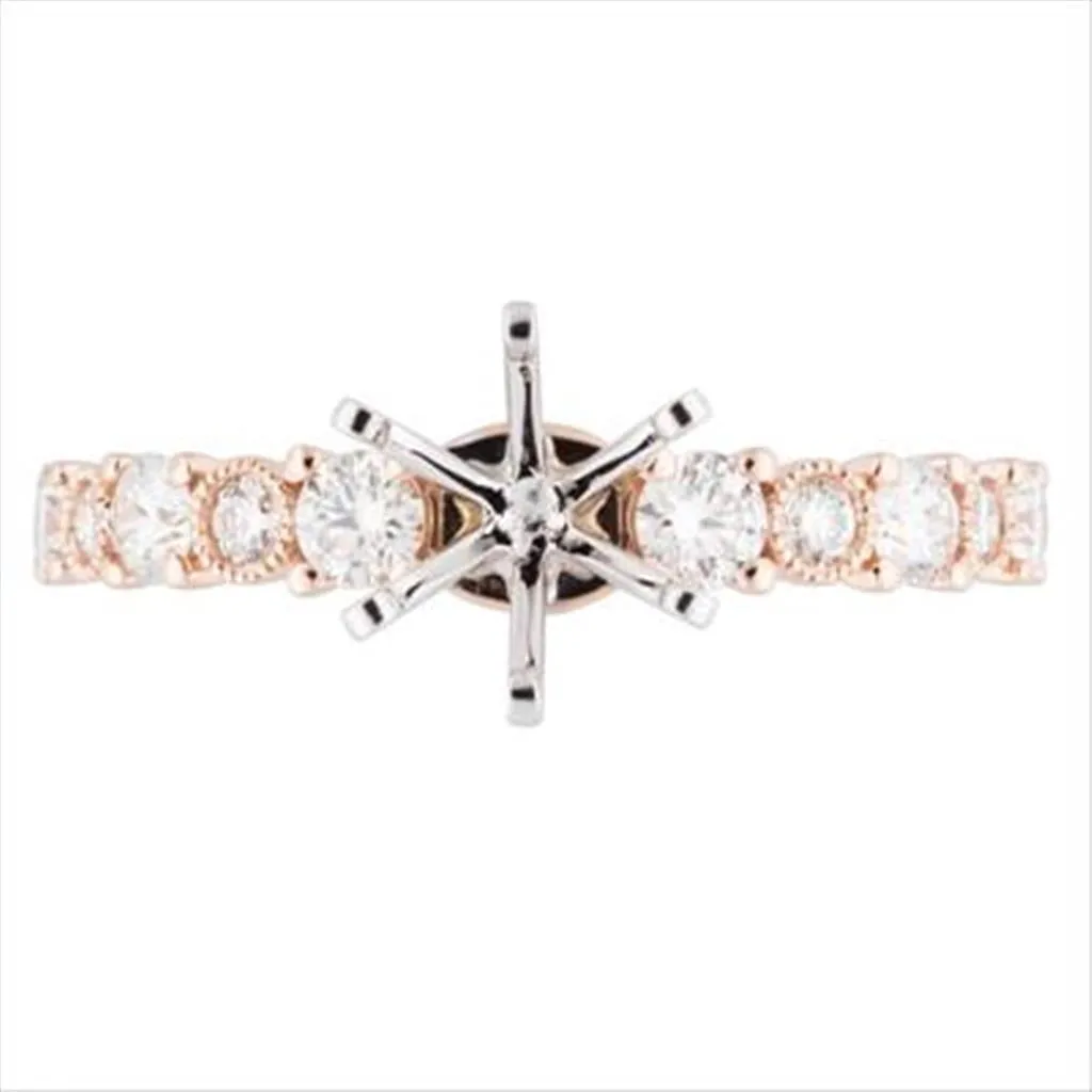Nelson Two-Tone Milgrain Straight Diamond Ring Mounting