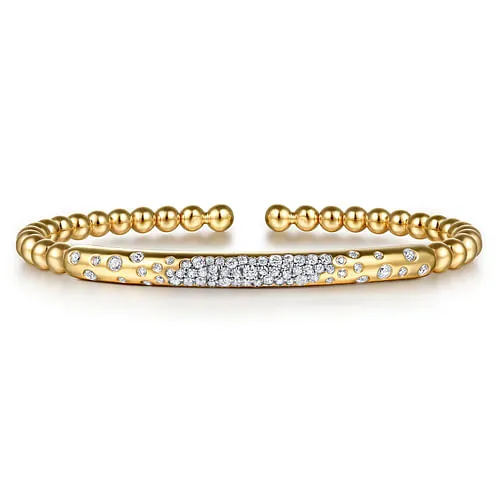 14K Yellow Gold Bujukan Pave Diamond Split Bangle Bracelet by Gabriel
