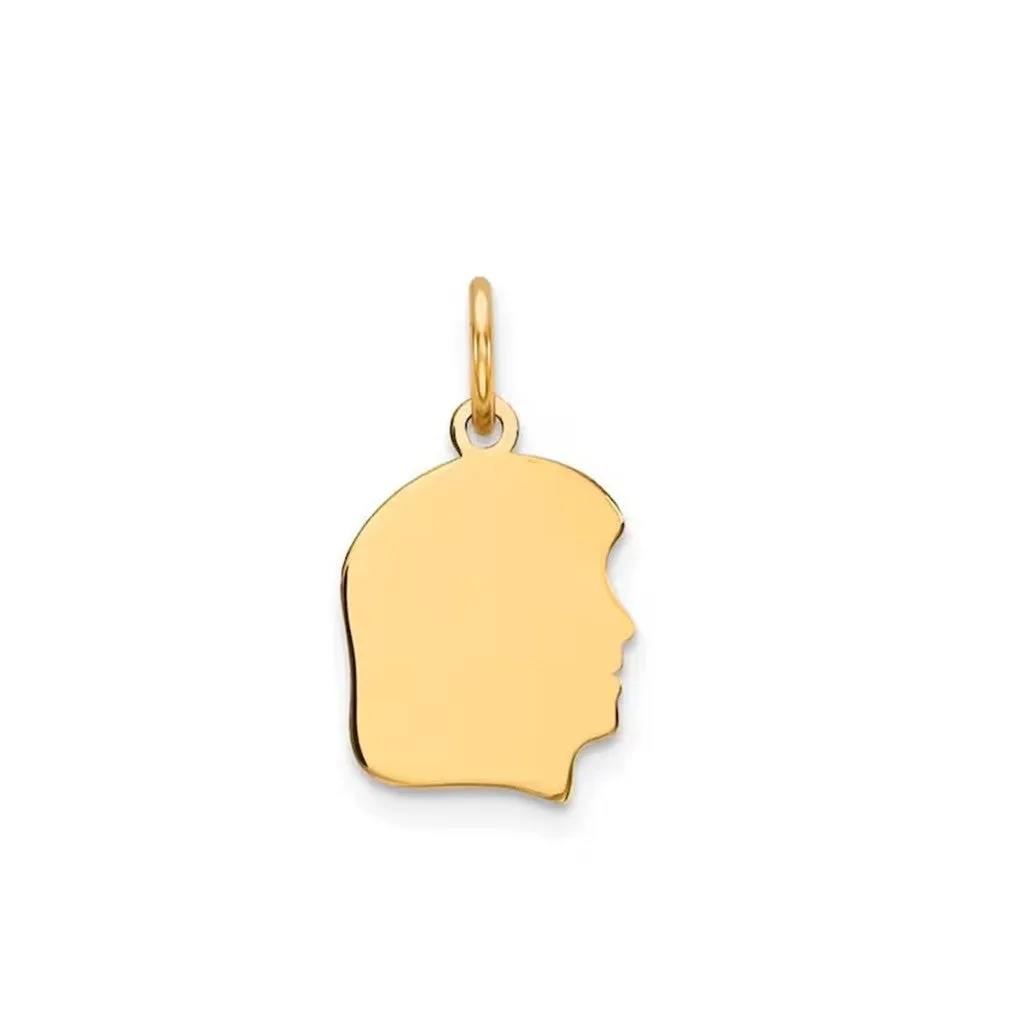 14K Girl Head Gold Charm