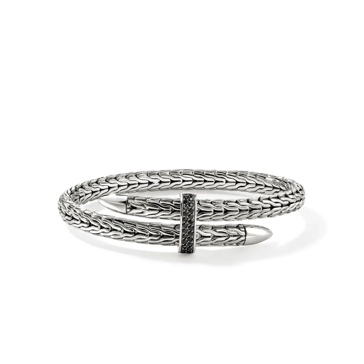 Spear Silver Bypass Flex Cuff with Treated Black Sapphire by John Hardy