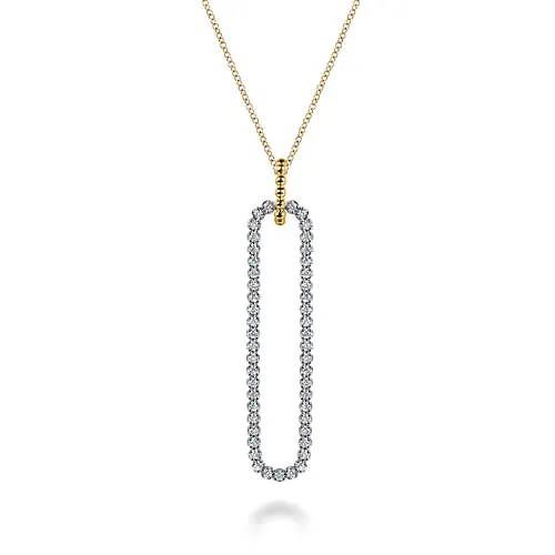 14K White & Yellow Gold Bujukan Beads & Diamond Pendant Necklace by Gabriel