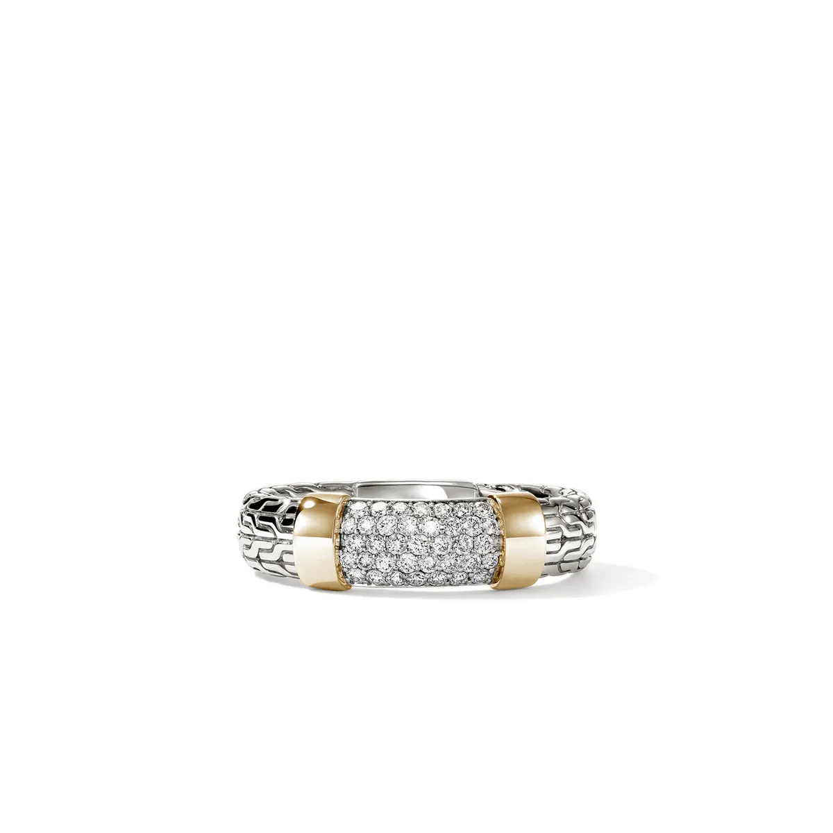 JH Essentials 14K Gold & Silver Diamond Pave Ring by John Hardy