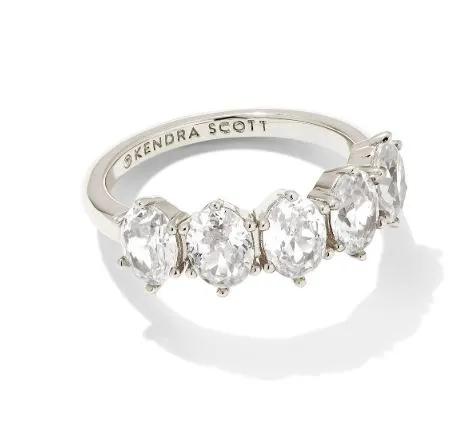 Cailin Rhodium Metal White CZ Crystal Band Ring Sz 8 by Kendra Scott