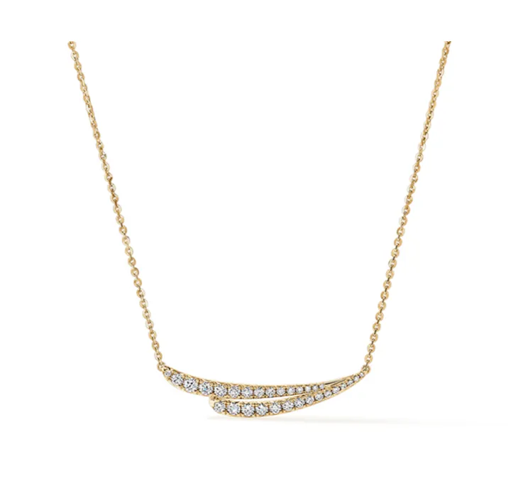 Vela 18K Yellow Gold 0.50cttw VS G-H French Cut Pave Diamond Pendant Necklace by HOF