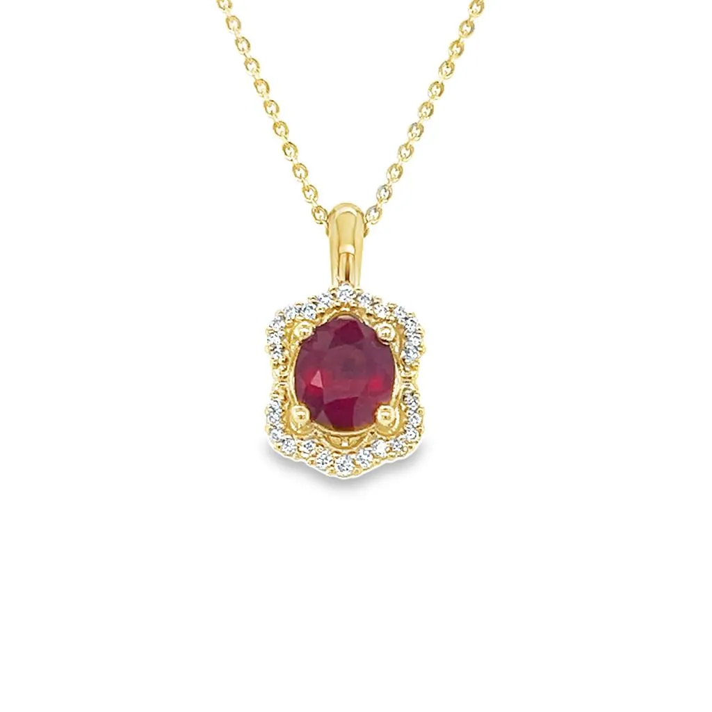 Lady's Yellow 14 Karat Roval Halo Pendants one 2.49ct Oval GLASS FILLE
