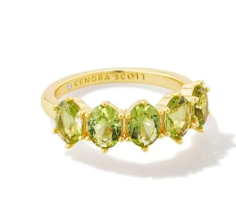 Cailin Gold Plated Green Peridot Crystal Band Ring 6 by Kendra Scott