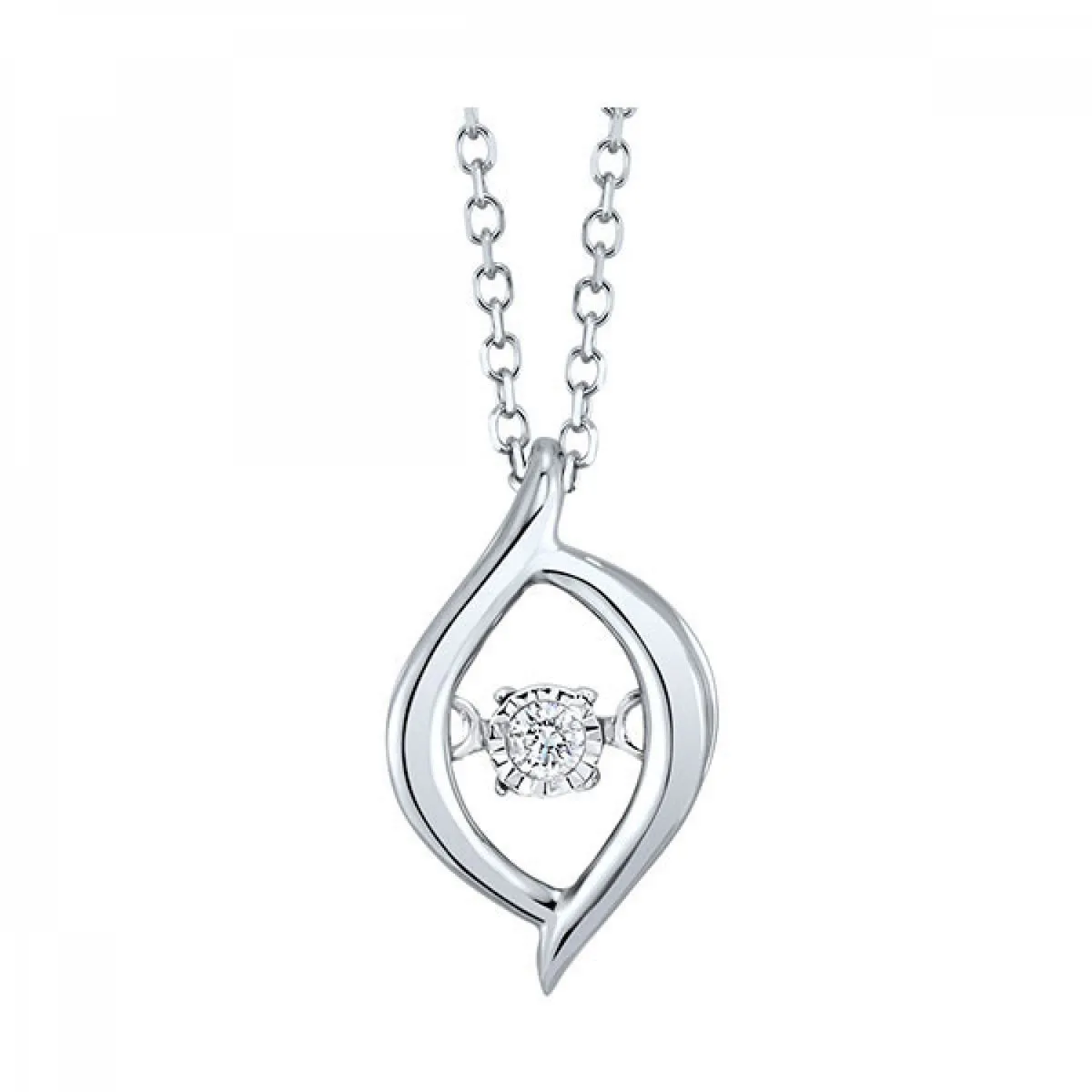 10K White Gold 0.02ct Rhythm of Love Diamond Pendant Necklace