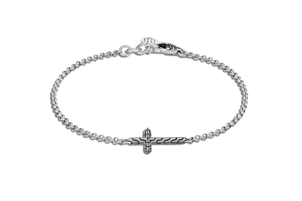 John Hardy Essentials Mini Rolo Chain Cross Bracelet