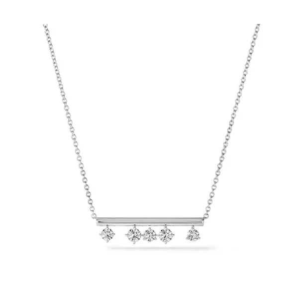 Barre 18K White Gold Floating 0.54cttw VS G-H Diamond Pendant Necklace 18" by HOF