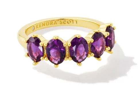 Cailin Gold Plated Red Crystal Band Ring 7 by Kendra Scott