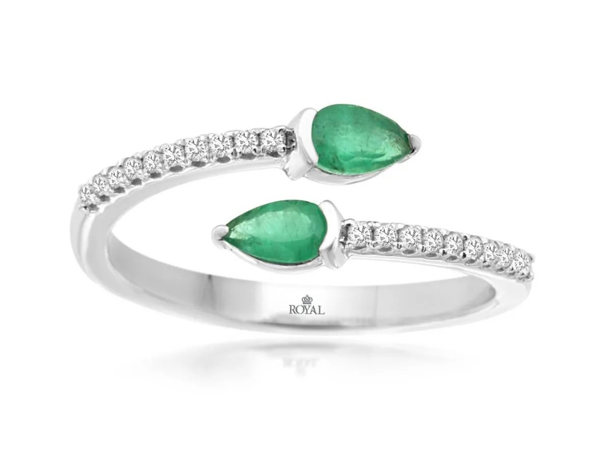 14K White Gold Emerald & Diamond Ring by RJM