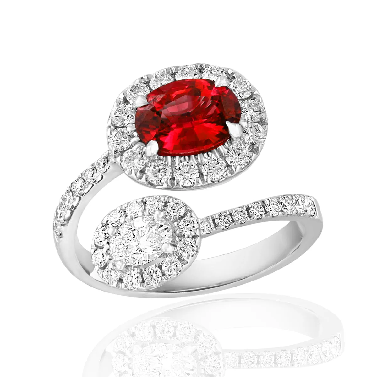 18K White Gold 1.73ct Ruby & 0.92cttw SI G-H Diamond Fashion Ring by Jewels By Jacob
