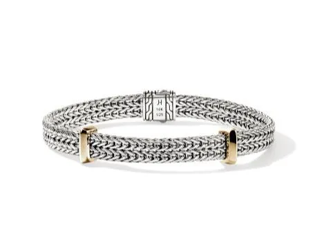 Icon Link 14K Gold & Silver 6mm Flat Chain Bracelet Sz M by John Hardy