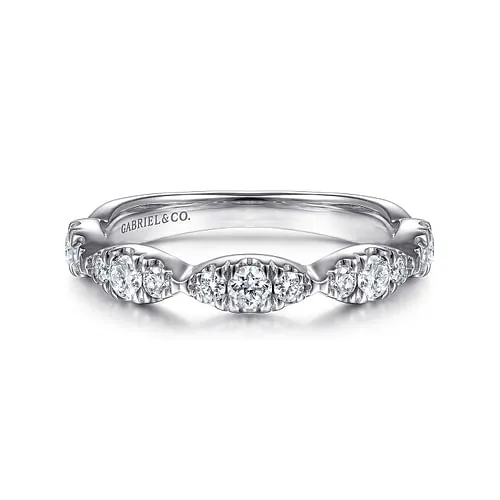 14K White Gold Diamond Cluster Marquise Station Ring by Gabriel