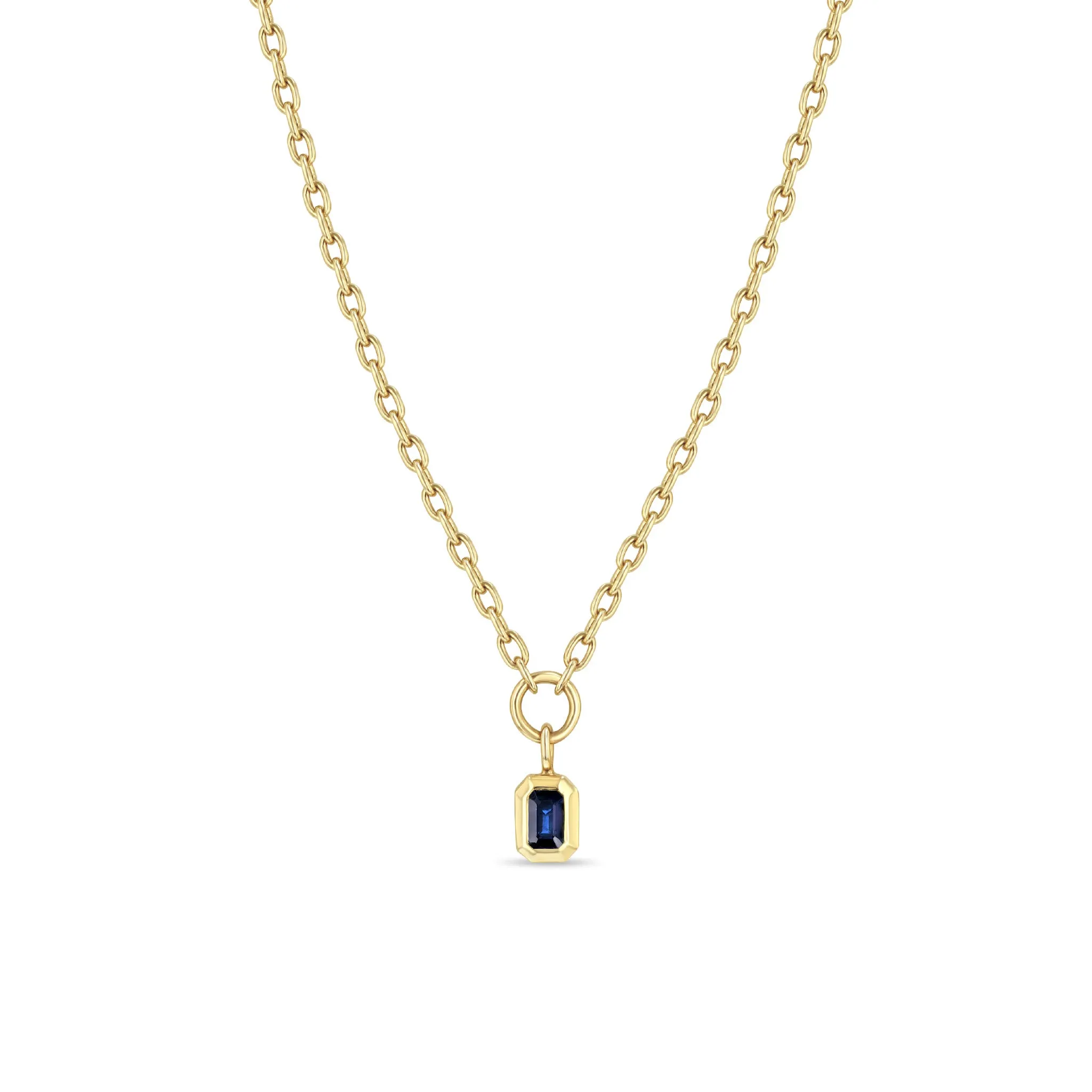ZOE CHICCO 14K YELLOW GOLD SAPPHIRE PENDANT NECKLACE 240-01959