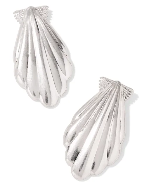 Alexa Silver Vintage Metal Statement Earrings by Kendra Scott