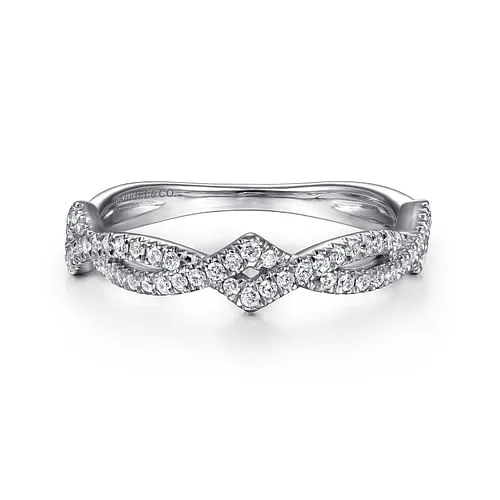 White Gold Twisted Diamond Stackable Ring