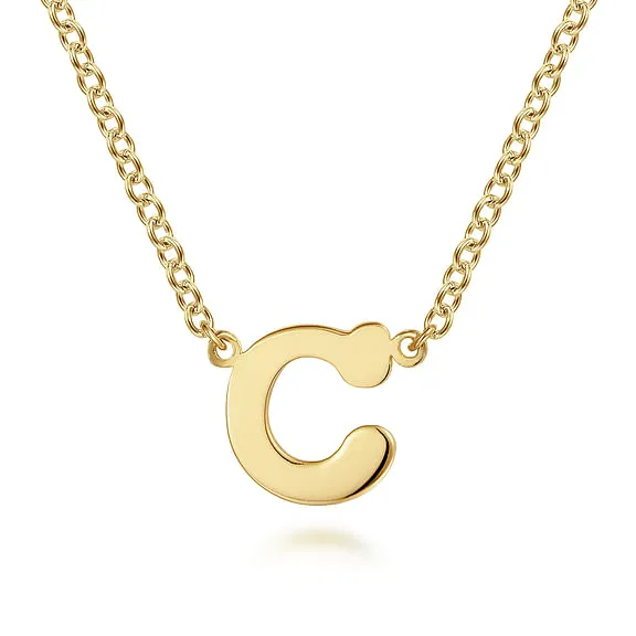 Yellow Gold C Initial Necklace