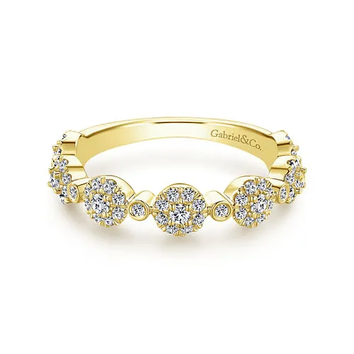 14K Yellow Gold Diamond Pave Station Stackable Ring