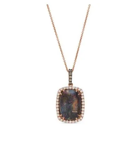 14K Strawberry Gold 4.75ct Aquadite Black & 0.295cttw Choc & Nude Diamond Pendant by LeVian